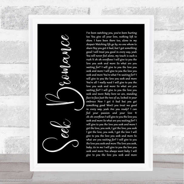 Tim Berg Seek Bromance Black Script Song Lyric Art Print