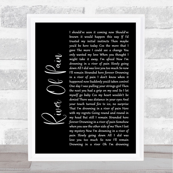 Thunder River Of Pain Black Script Song Lyric Art Print