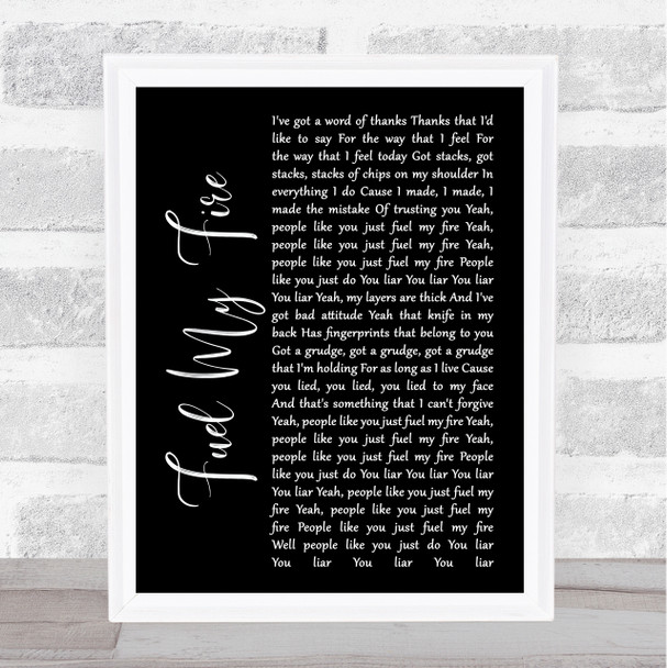 The Prodigy feat. Saffron Fuel My Fire Black Script Song Lyric Art Print