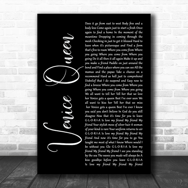 Red Hot Chili Peppers Venice Queen Black Script Song Lyric Art Print