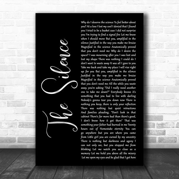 Manchester Orchestra The Silence Black Script Song Lyric Art Print