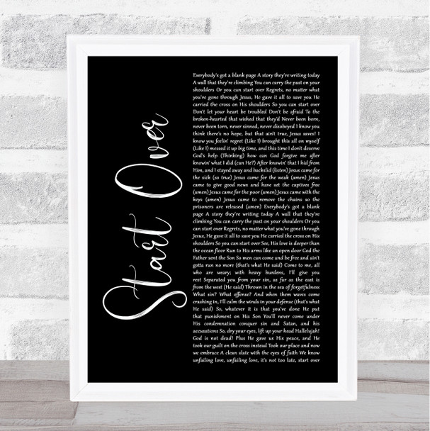 NF Start Over Black Script Song Lyric Art Print