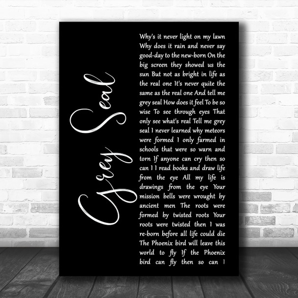 Elton John Grey Seal Black Script Song Lyric Art Print