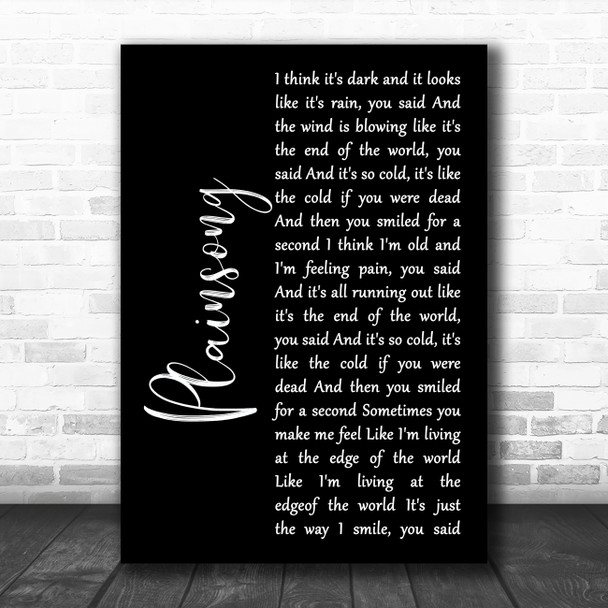 The Cure Plainsong Black Script Song Lyric Art Print