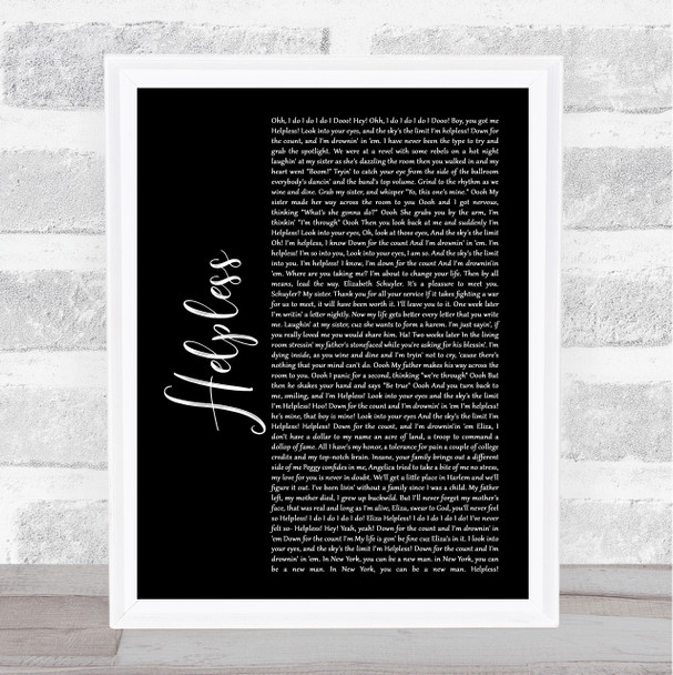 Phillipa Soo, Original Broadway Cast of Hamilton Helpless Black Script Song Lyric Art Print