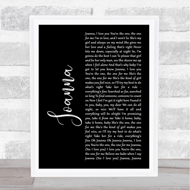 Kool & The Gang Joanna Black Script Song Lyric Art Print