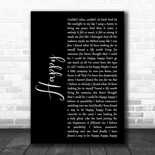 Marina & The Diamonds Happy Black Script Song Lyric Art Print