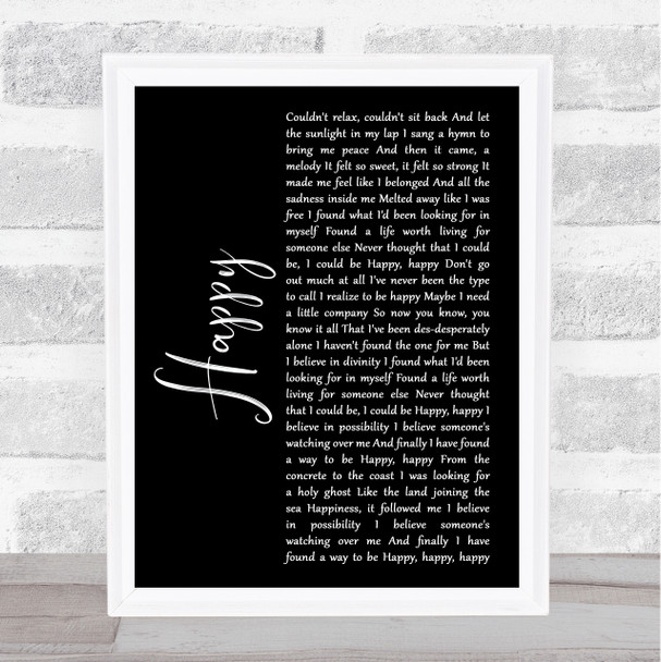 Marina & The Diamonds Happy Black Script Song Lyric Art Print