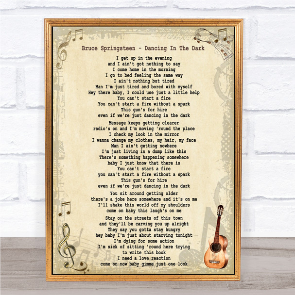 Bruce Springsteen Dancing In The Dark Song Lyric Music Wall Art Print