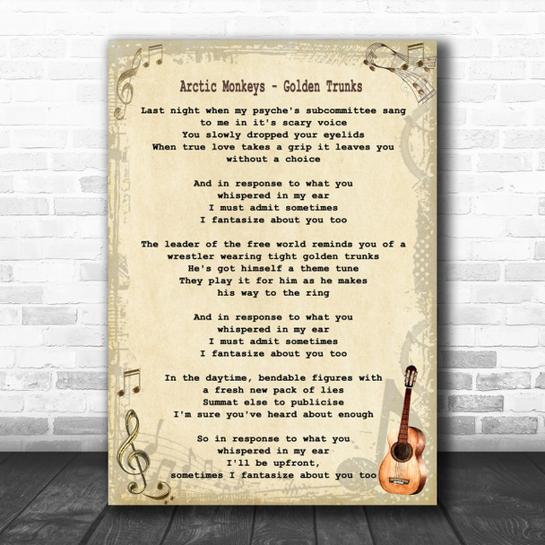 Arctic Monkeys Golden Trunks Song Lyric Music Wall Art Print