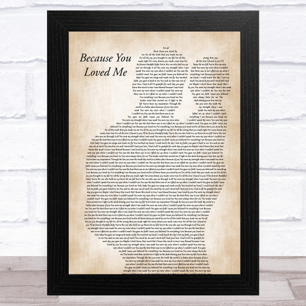 Celine Dion Because You Loved Me Father & Baby Song Lyric Art Print