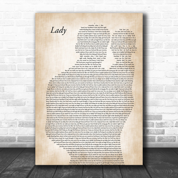 Brett Young Lady Father & Baby Song Lyric Art Print