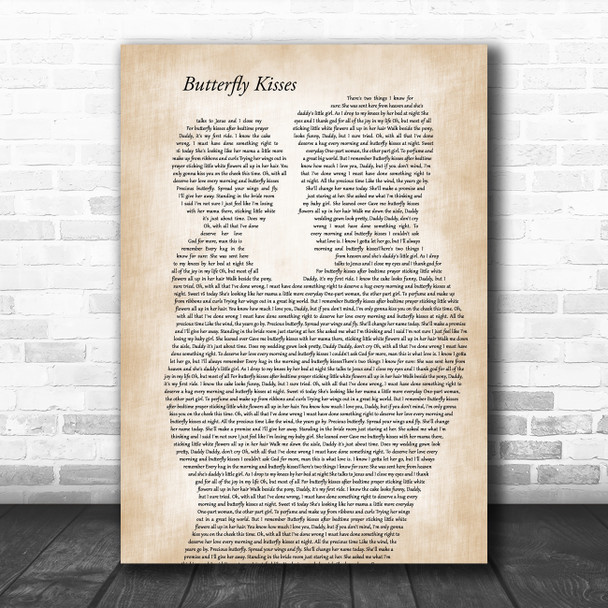 Bob Carlisle Butterfly Kisses Father & Child Song Lyric Art Print