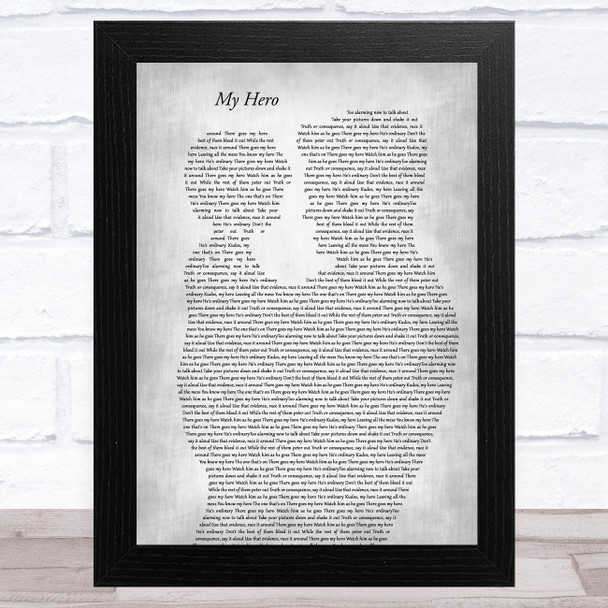 Foo Fighters My Hero Father & Child Grey Song Lyric Art Print