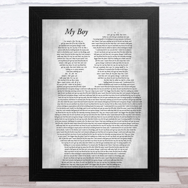 Elvie Shane My Boy Father & Child Grey Song Lyric Art Print