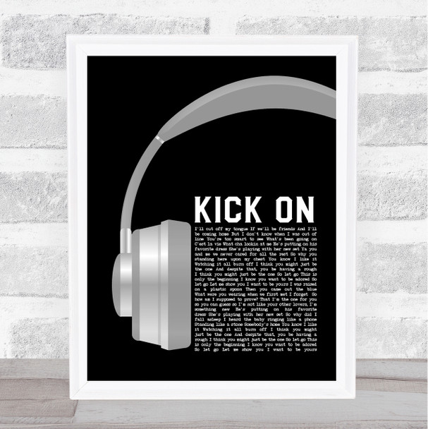 Sticky Fingers Kick On Grey Headphones Song Lyric Art Print