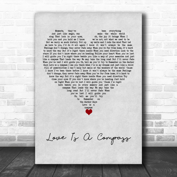 Griff Love Is A Compass Grey Heart Song Lyric Music Art Print
