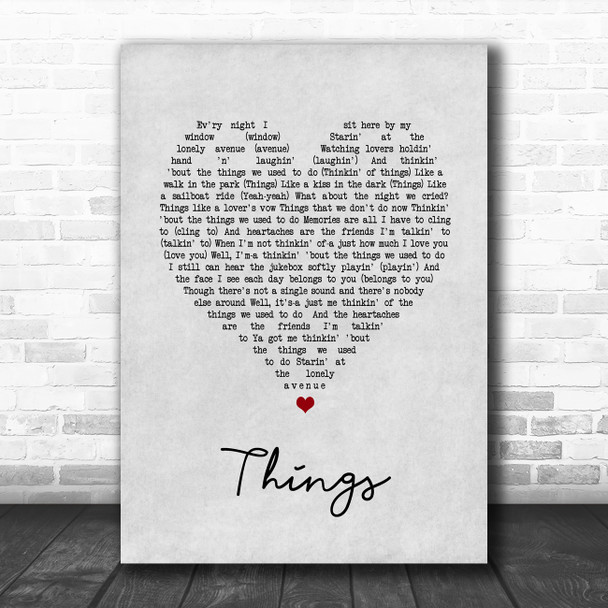 Robbie Williams Things Grey Heart Song Lyric Music Art Print