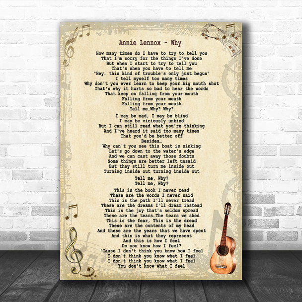 Annie Lennox Why Song Lyric Music Wall Art Print