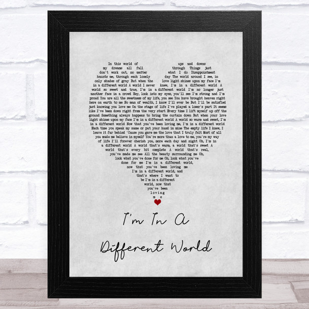 Four Tops I'm In A Different World Grey Heart Song Lyric Art Print