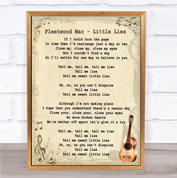 Fleetwood Mac Little Lies Song Lyric Vintage Music Wall Art Print