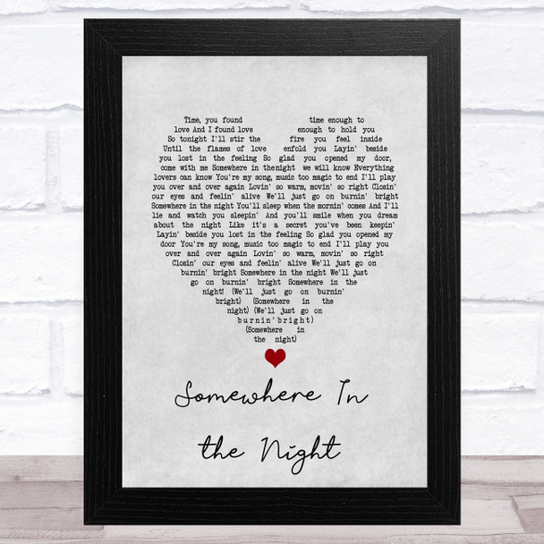 Barry Manilow Somewhere In the Night Grey Heart Song Lyric Art Print