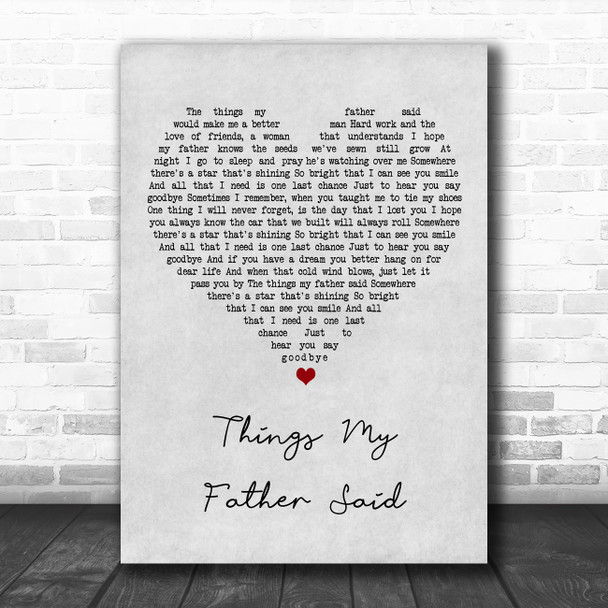 Black Stone Cherry Things My Father Said Grey Heart Song Lyric Art Print