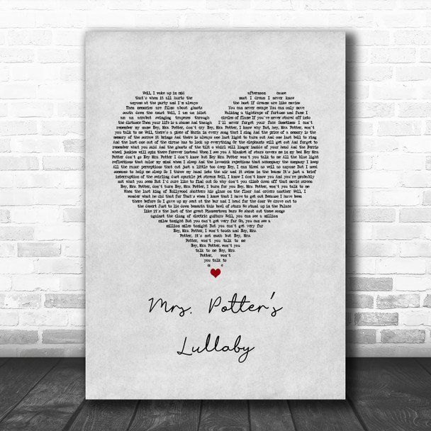 Counting Crows Mrs. Potters Lullaby Grey Heart Song Lyric Art Print