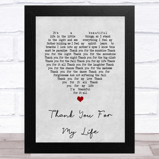 Beth Hart Thank You For My Life Grey Heart Song Lyric Art Print