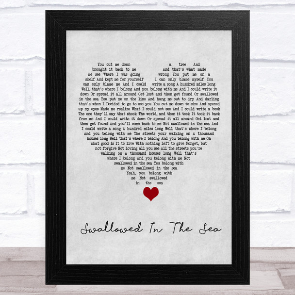 Coldplay Swallowed In The Sea Grey Heart Song Lyric Art Print