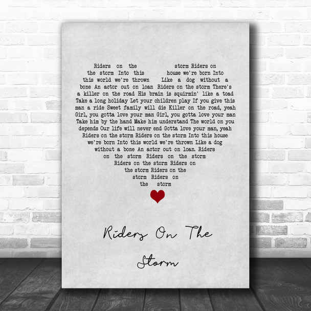 The Doors Riders On The Storm Grey Heart Song Lyric Art Print