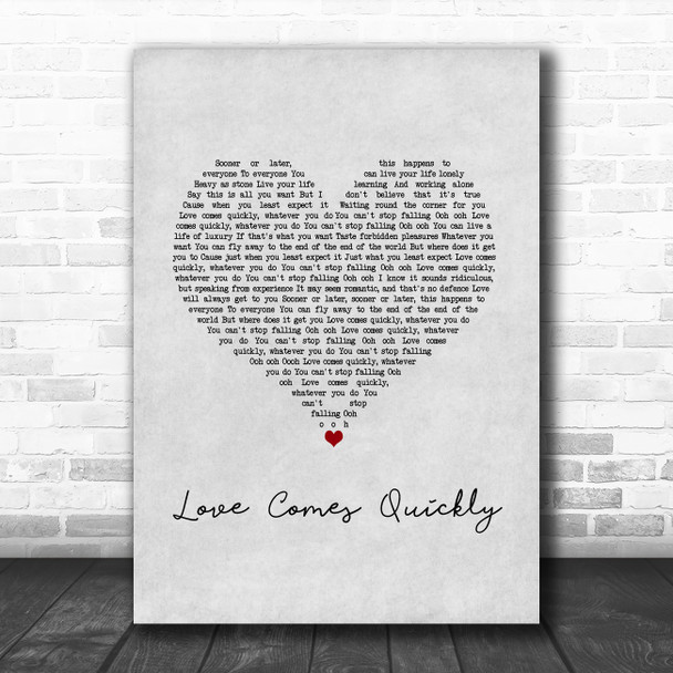 Pet Shop Boys Love Comes Quickly Grey Heart Song Lyric Art Print