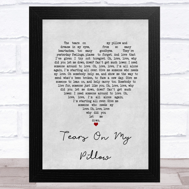 Donny Osmond Tears On My Pillow Grey Heart Song Lyric Art Print