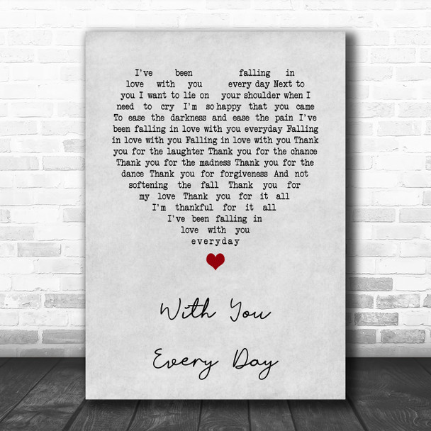 Beth Hart With You Every Day Grey Heart Song Lyric Art Print