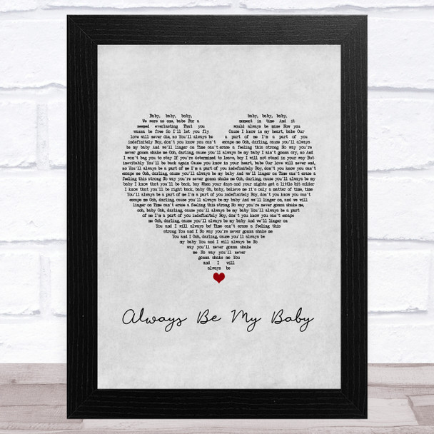 Mariah Carey Always Be My Baby Grey Heart Song Lyric Art Print