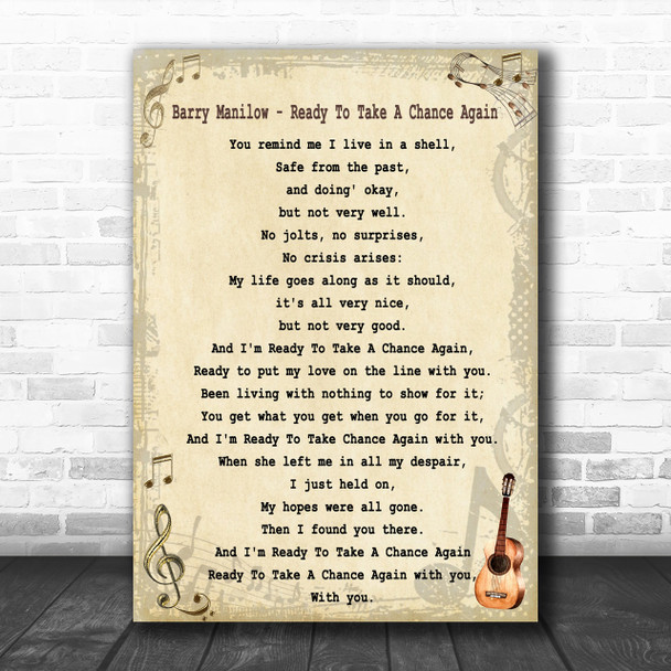 Barry Manilow Ready To Take A Chance Again Song Lyric Music Wall Art Print