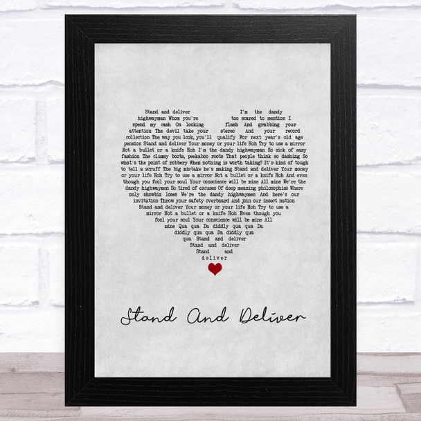 Adam Ant Stand And Deliver Grey Heart Song Lyric Art Print