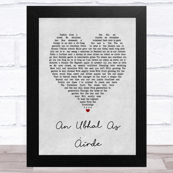 Runrig An Ubhal as Àirde Grey Heart Song Lyric Art Print
