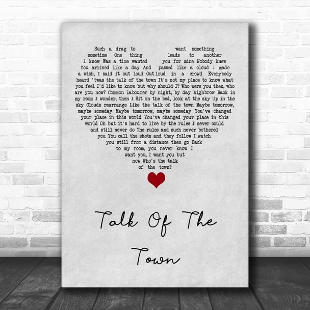 The Pretenders Talk Of The Town Grey Heart Song Lyric Art Print