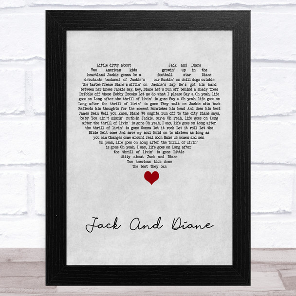 John Cougar Mellencamp Jack And Diane Grey Heart Song Lyric Art Print