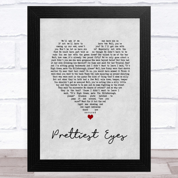 The Beautiful South Prettiest Eyes Grey Heart Song Lyric Art Print