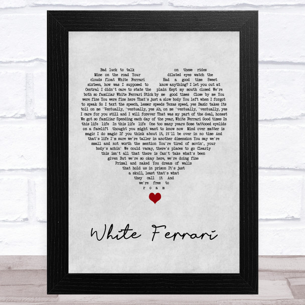 Frank Ocean White Ferrari Grey Heart Song Lyric Art Print