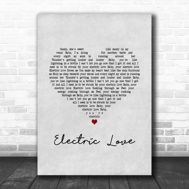 BØRNS Electric Love Grey Heart Song Lyric Art Print