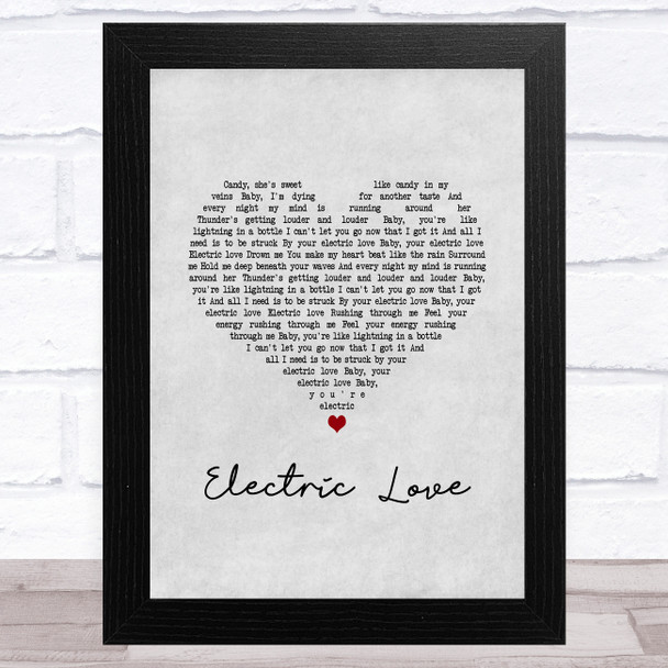 BØRNS Electric Love Grey Heart Song Lyric Art Print