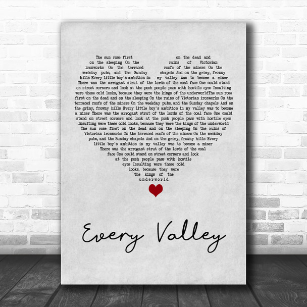 Public Service Broadcasting Every Valley Grey Heart Song Lyric Art Print