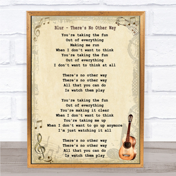 Blur There's No Other Way Song Lyric Vintage Music Wall Art Print