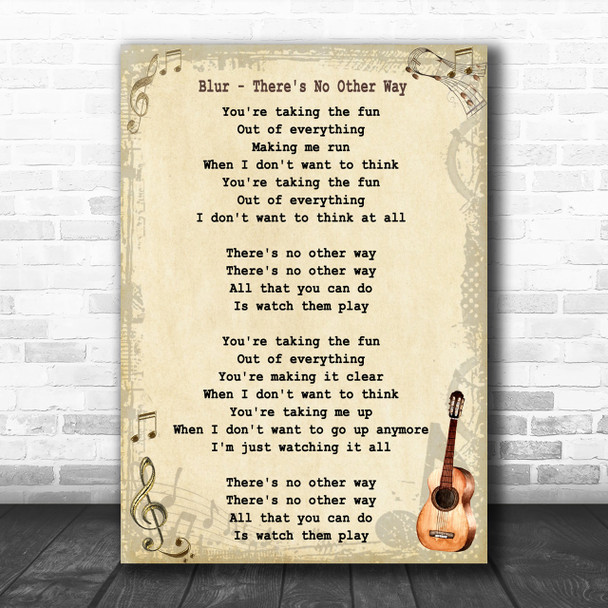 Blur There S No Other Way Song Lyric Vintage Music Wall Art Print Song Lyric Designs