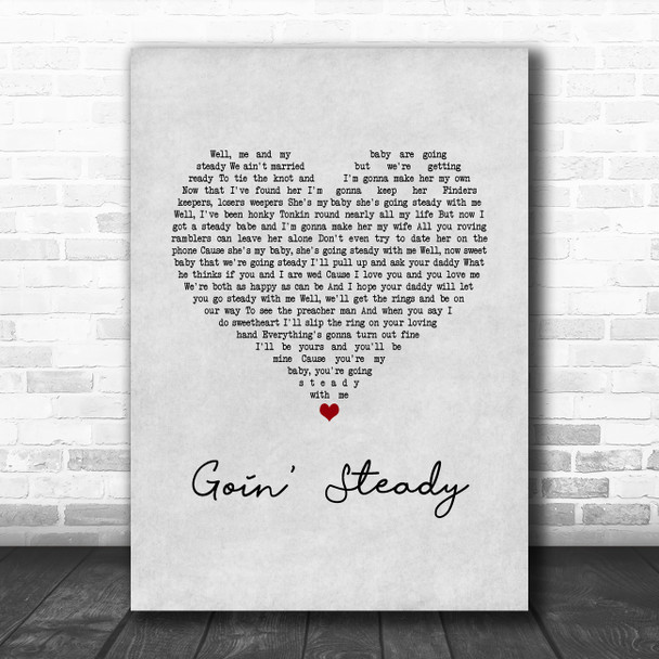 Faron Young Goin' Steady Grey Heart Song Lyric Art Print