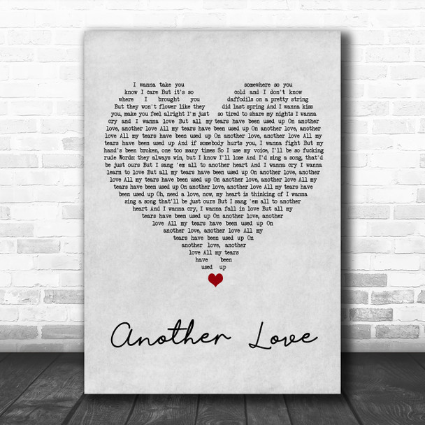 Tom Odell Another Love Grey Heart Song Lyric Art Print