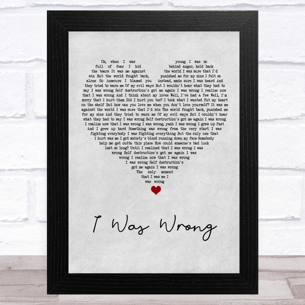 Social Distortion I Was Wrong Grey Heart Song Lyric Art Print